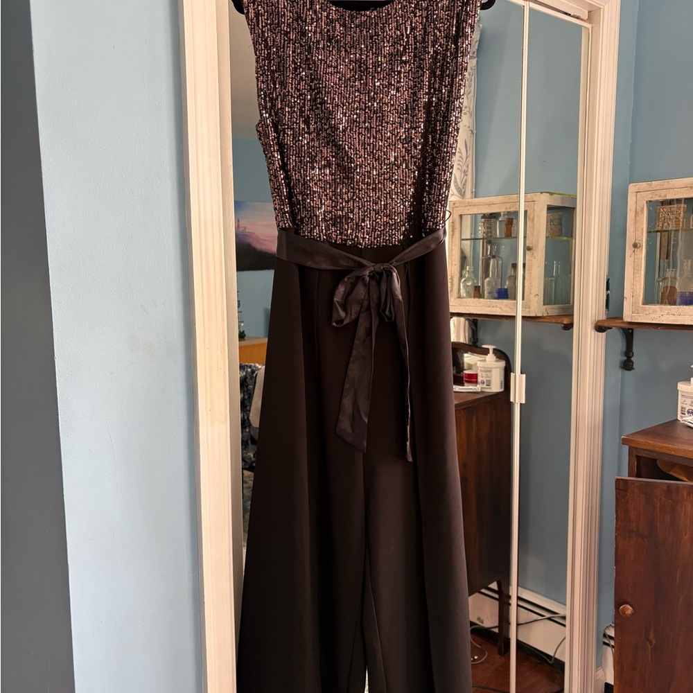 Premier Black and Silver Sequin Jumpsuit